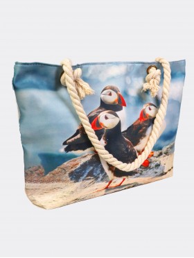 Oil Painting Puffin Shoulder Bag